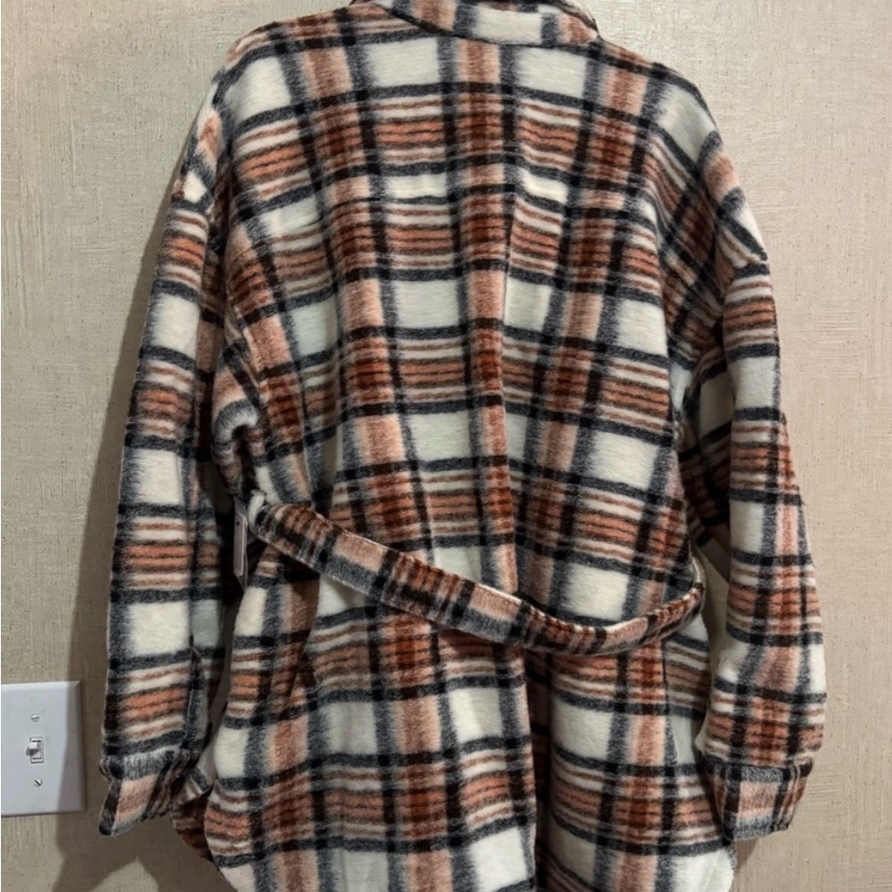 Plaid Belted Spring/Fall Jacket - Maternity - Picture 2 of 4